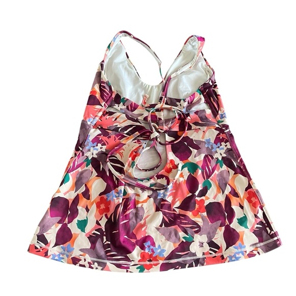 ATHLETA Tropical Daybreak Triangle Tankini Top in Pink Multi - Picture 4 of 10